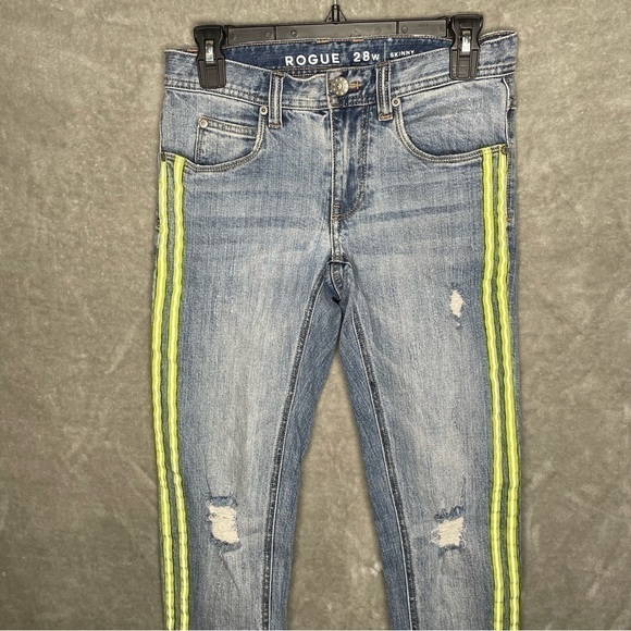 Zumies Ninth Hall Rogue Reflective Side Fluorescent Stripe Skinny Jeans Size 28 - Picture 2 of 8